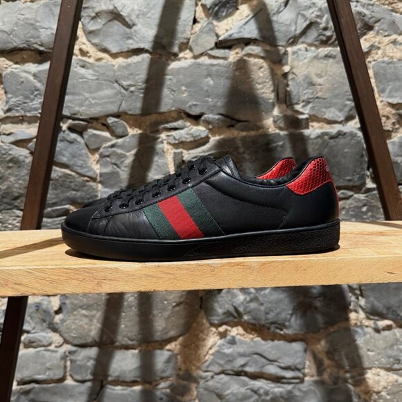 Gucci Black Leather Ace Low-top Sneakers - Picture 5 of 13